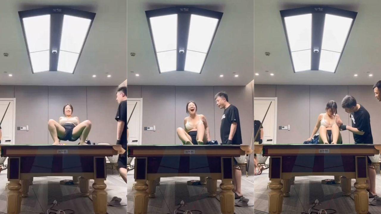 江苏东台名爵台球厅神级福利 巨乳陪玩妹子台球桌上直接脱衣展示骑乘 打完球带酒店无套爆操白虎穴偷拍全程