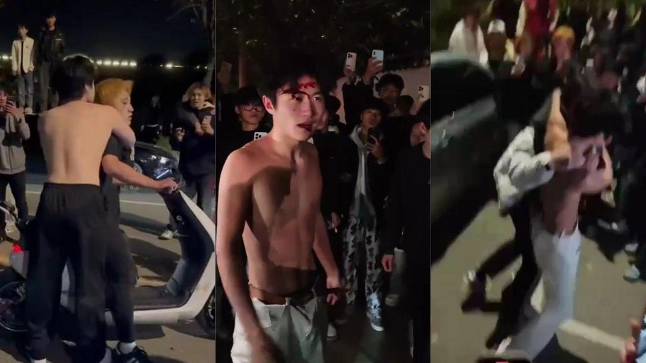 广西桂林国服C罗事件完整版 精神小伙为爱冲锋 与情敌约群架1v4 只为争夺交配权 现场视频流出